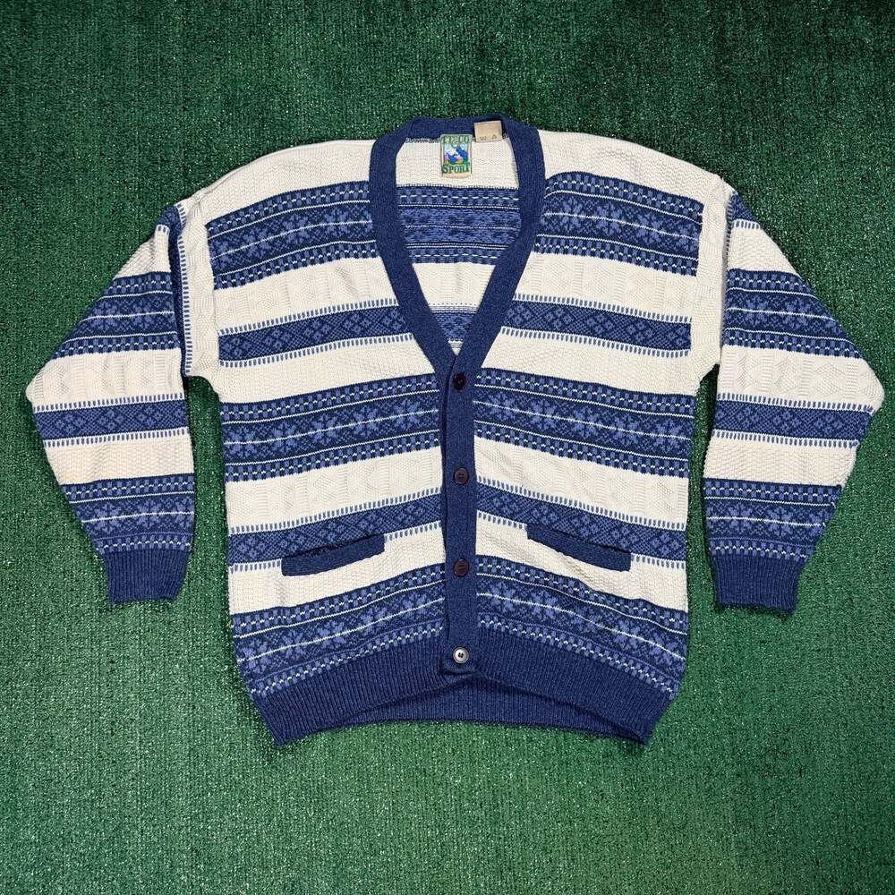 Mens Vintage Tecco Sport Knit Cardigan Sweater Medium Made in Canada
